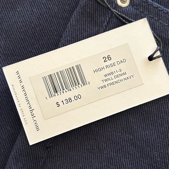 NWT, WeWoreWhat Women’s High Rise Dad Raw Hem Jeans in French Navy, Size 26 - Picture 8 of 12